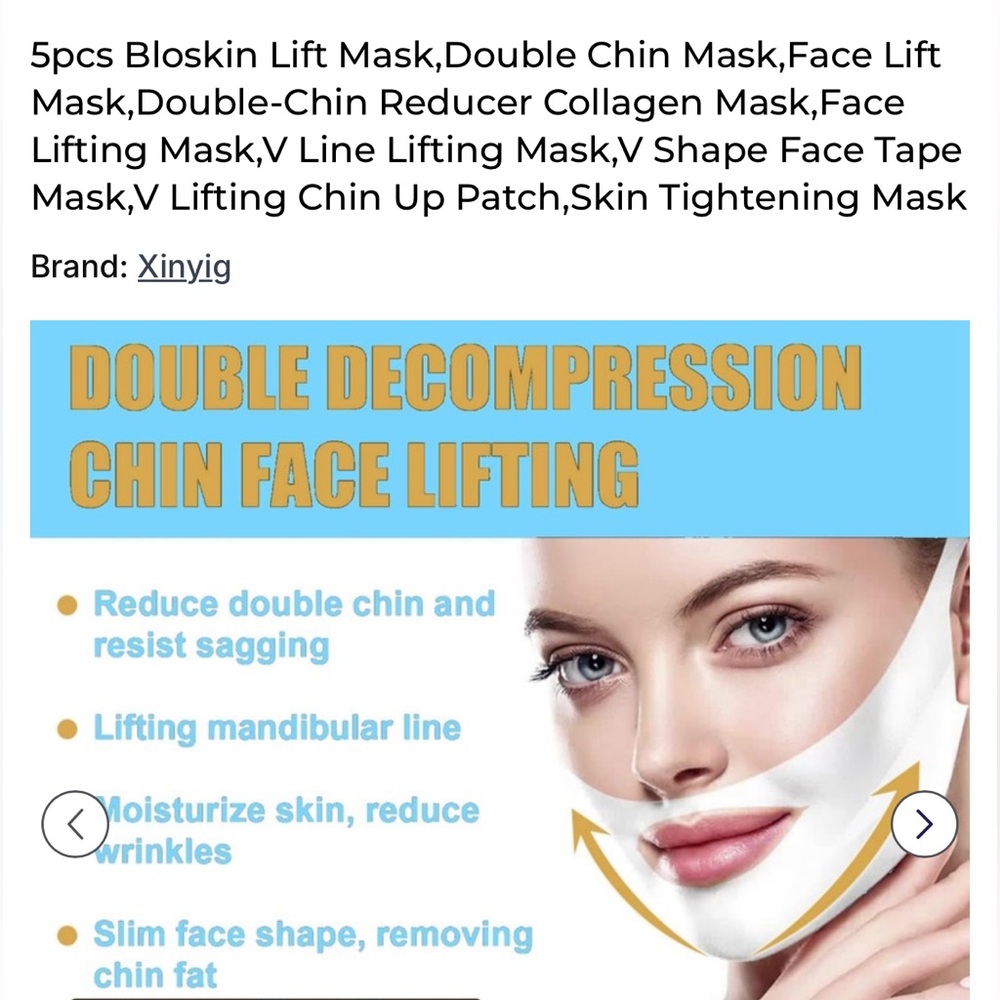 NWOT/NIB The Bloskin Reusable Double Chin Mask, 5 unopened pouches/5 masks - Picture 4 of 7